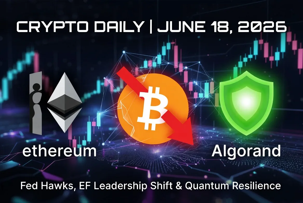Crypto Markets Under Hawkish Fed Pressure – BTC Tests $63K, EF Leadership Shift, Algorand Goes Quantum-Ready | June 18, 2026